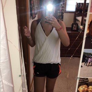 White wrap halter top